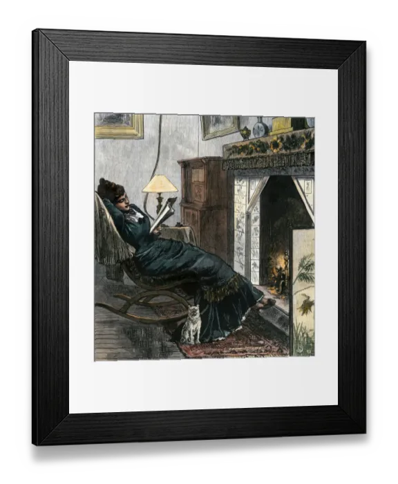 Framed Print : Fireside reading, 1800s Framed Print : Fireside reading, 1800s