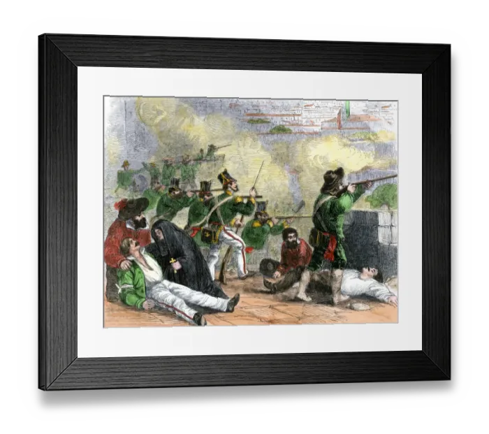 Framed Print : Mexican soldiers fighting on the house-tops of Mexico City