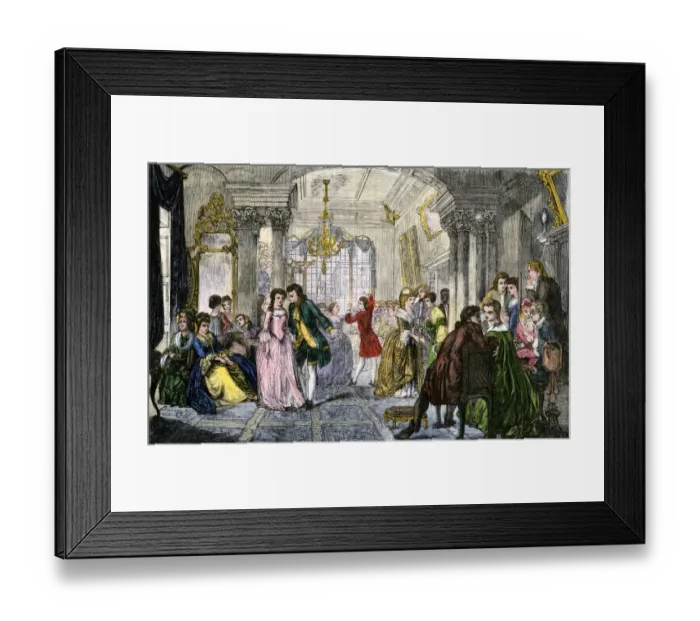 Framed Print : Colonial ballroom, 1700s Framed Print : Colonial ballroom, 1700s