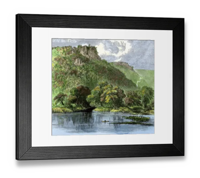 Framed Print : Indian canoe on the upper Mississippi River