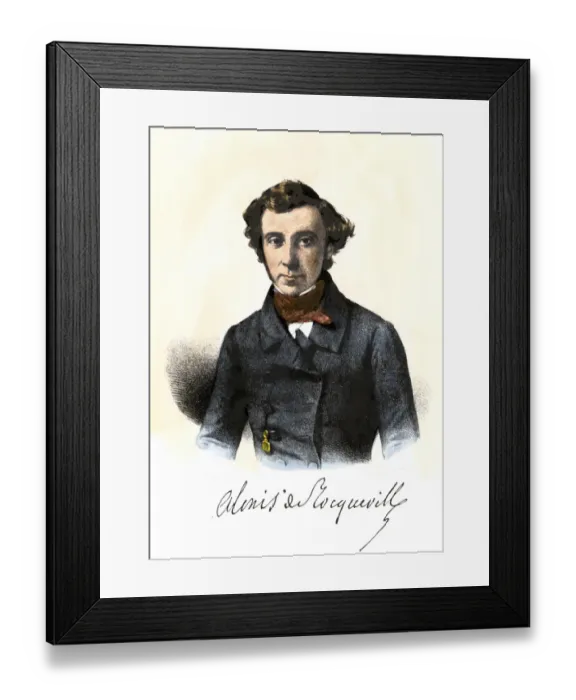 Framed Print : Alexis de Tocqueville. Hand-colored engraving of a 19th-century portrait