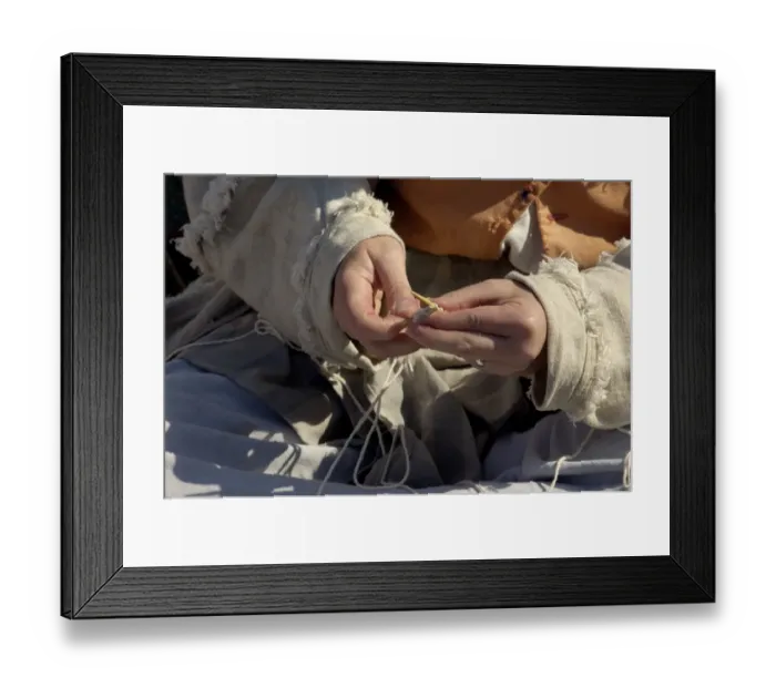 Framed Print : Woman reenactor knitting at Yorktown battlefield Framed Print : Woman reenactor knitting at Yorktown battlefield