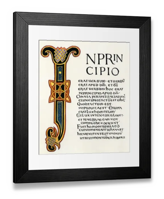 Framed Print : Illuminated manuscript page of the Gospels in Latin Framed Print : Illuminated manuscript page of the Gospels in Latin