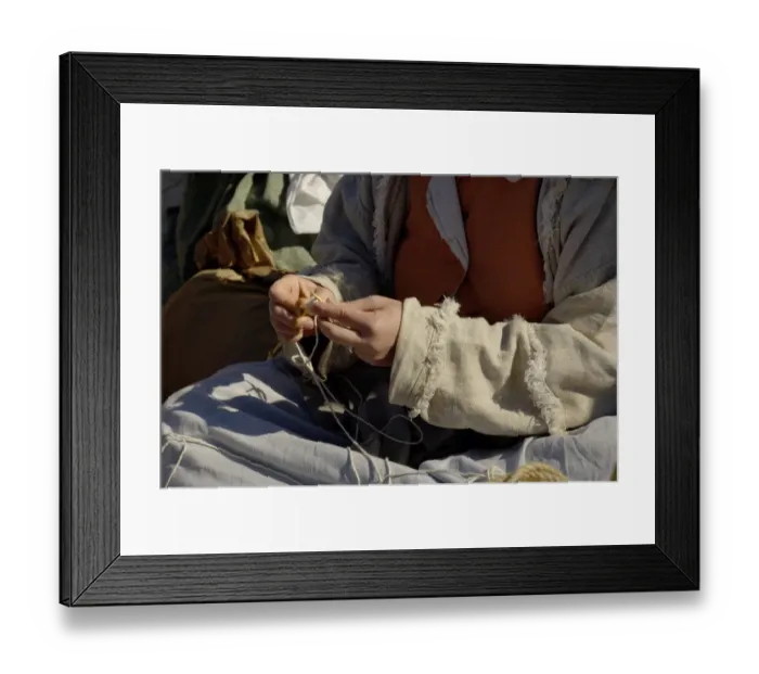 Framed Print : Woman reenactor knitting at Yorktown battlefield Framed Print : Woman reenactor knitting at Yorktown battlefield