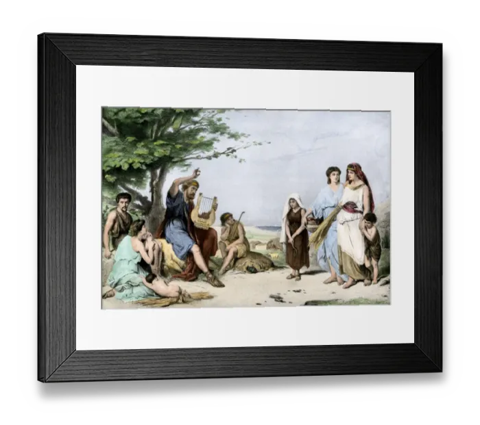 Framed Print : Homer reciting his epic poems to ancient Greeks Framed Print : Homer reciting his epic poems to ancient Greeks