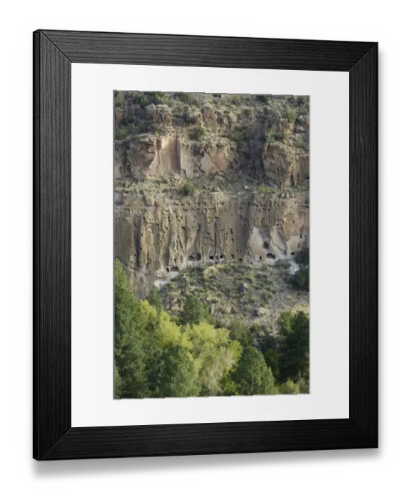 Framed Print : Anasazi / Ancestral Puebloan cliff-dwelling ruins in the Frijoles Canyon Framed Print : Anasazi / Ancestral Puebloan cliff-dwelling ruins in the Frijoles Canyon