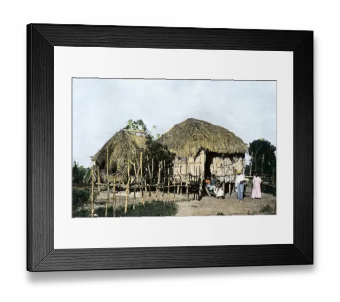 Framed Print : Puerto Rican family and their hut, 1890s Framed Print : Puerto Rican family and their hut, 1890s