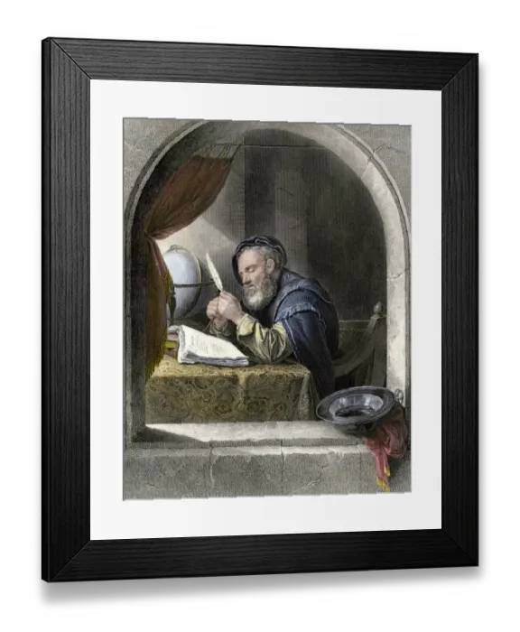 Framed Print : Writing master using a quill pen Framed Print : Writing master using a quill pen