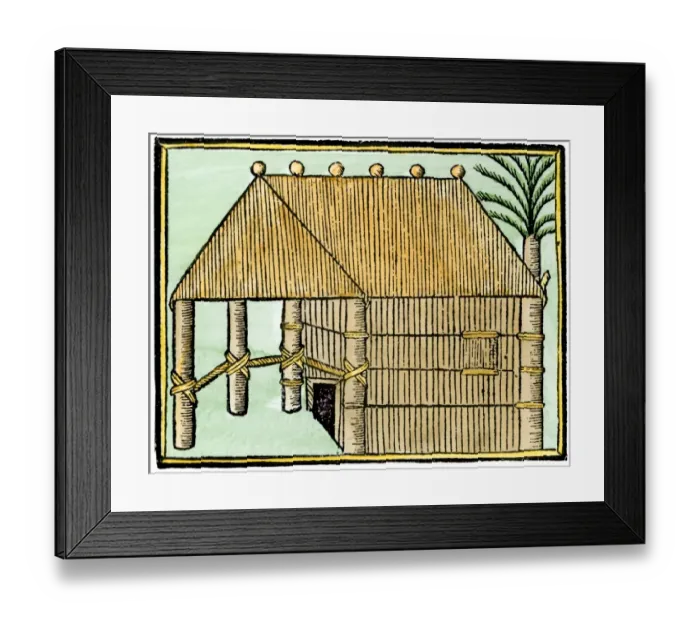 Framed Print : Native house on Hispaniola, 1500s Framed Print : Native house on Hispaniola, 1500s