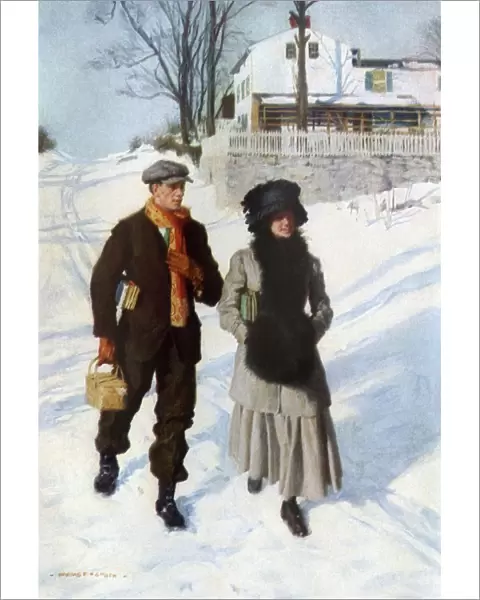 Romance on the way to school, circa 1900