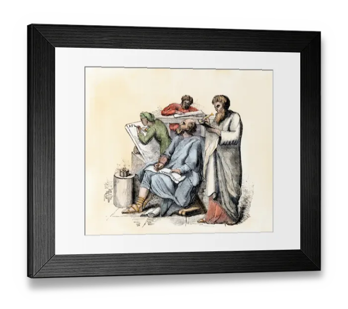 Framed Print : Scribes using the stylus and other means of writing in ancient times Framed Print : Scribes using the stylus and other means of writing in ancient times