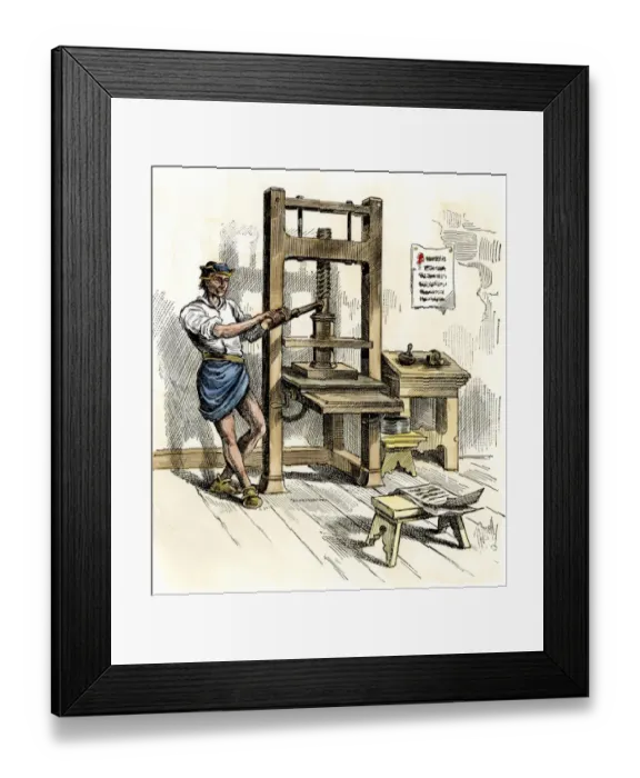 Framed Print : Stephen Dayes press, the first printing press in America