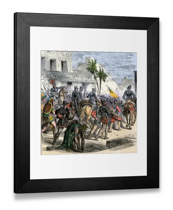 Framed Print : Cortes marches out of Aztec Tenochtitlan to battle the army of Narvaez Framed Print : Cortes marches out of Aztec Tenochtitlan to battle the army of Narvaez