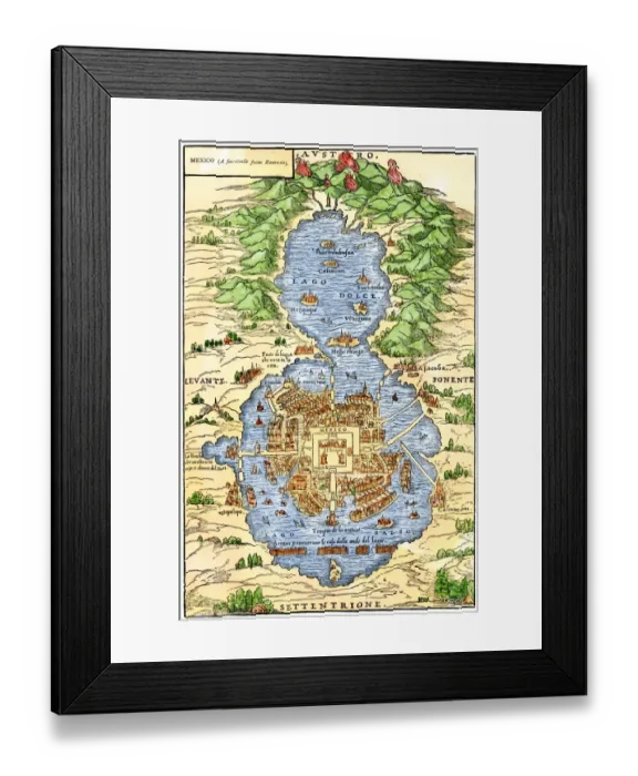 Framed Print : Tenochtitlan, capital city of Aztec Mexico