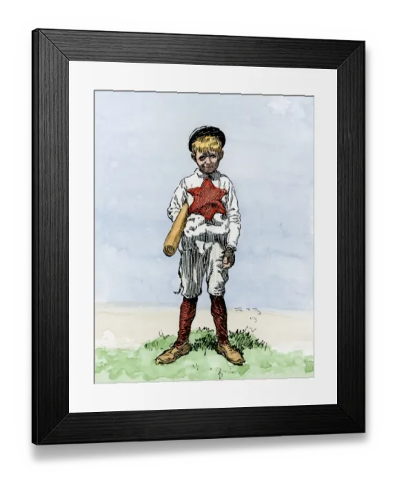 Framed Print : Young baseball-player, early 1900s Framed Print : Young baseball-player, early 1900s