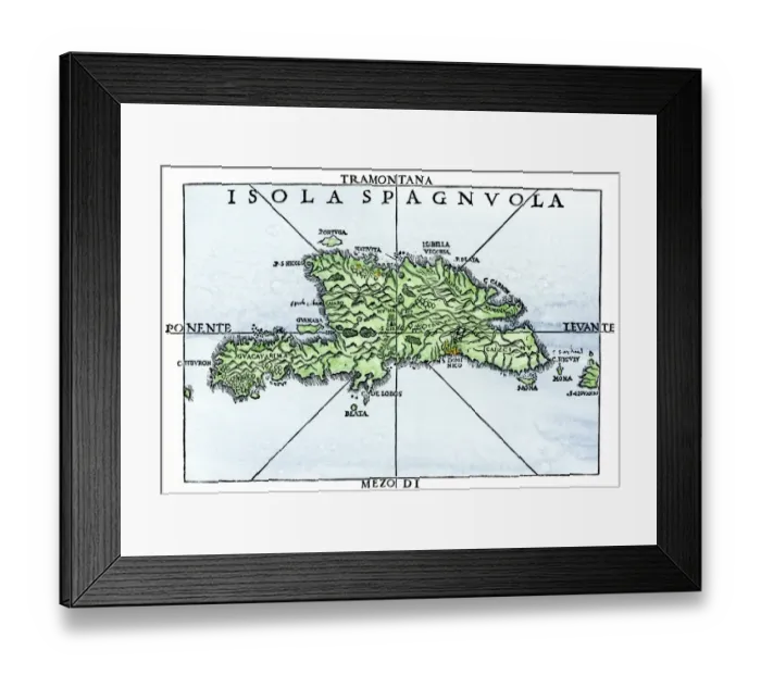 Framed Print : Map of Hispaniola in 1534 Framed Print : Map of Hispaniola in 1534