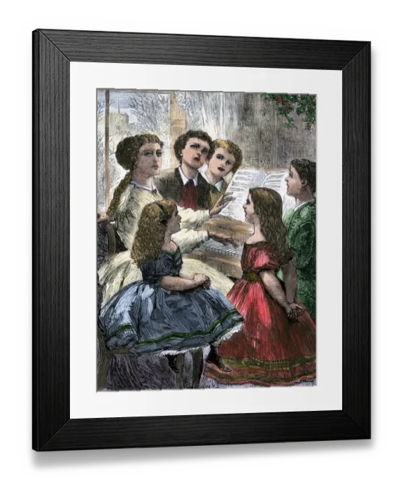 Framed Print : Christmas singalong, 1860s