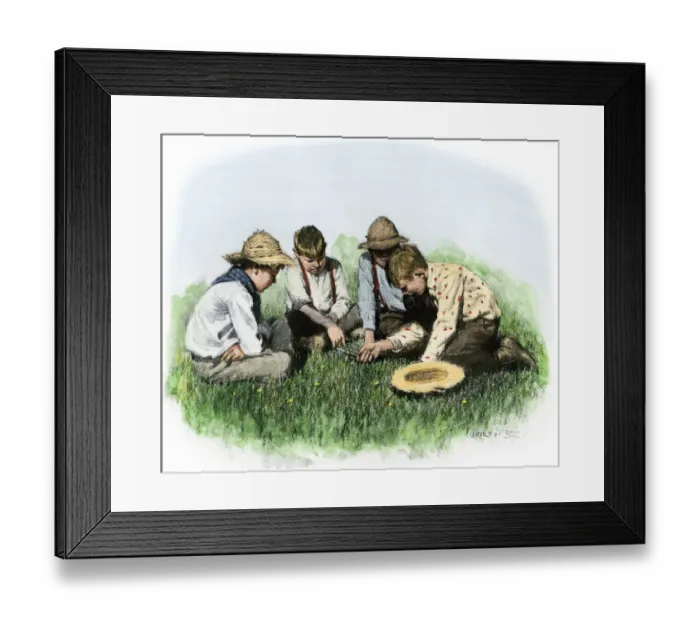 Framed Print : Game of mumblety-peg, 1800s Framed Print : Game of mumblety-peg, 1800s
