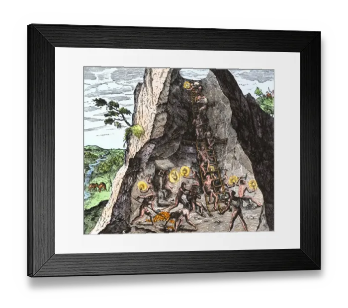 Framed Print : Natives working in the Spanish mines of Mexico Framed Print : Natives working in the Spanish mines of Mexico