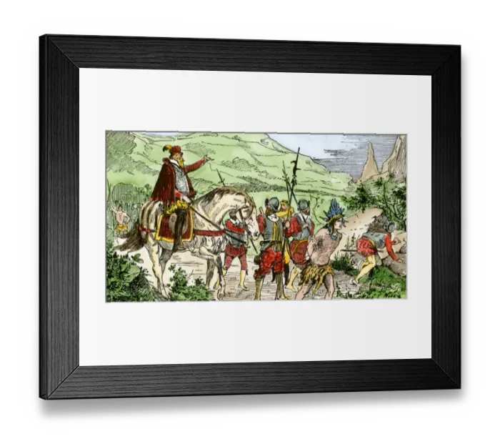 Framed Print : Nicolas de Ovandos army on Hispaniola setting out for Xaragua Framed Print : Nicolas de Ovandos army on Hispaniola setting out for Xaragua