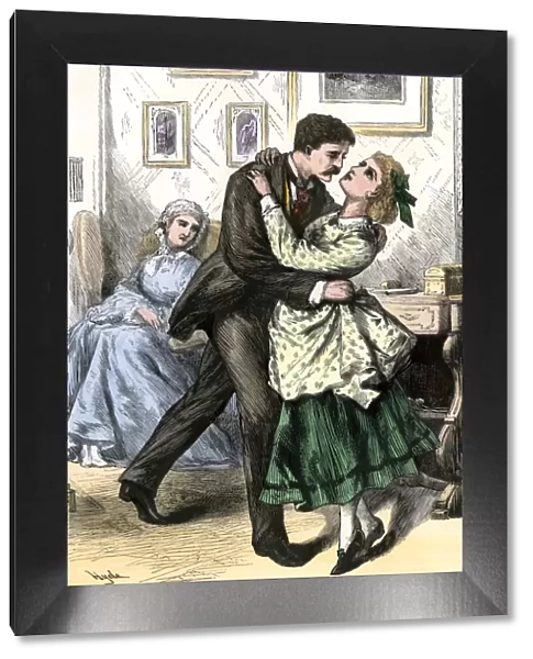 Passionate embrace in the 19th century