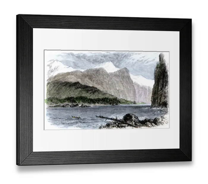 Framed Print : Native canoe in the Strait of Magellan Framed Print : Native canoe in the Strait of Magellan
