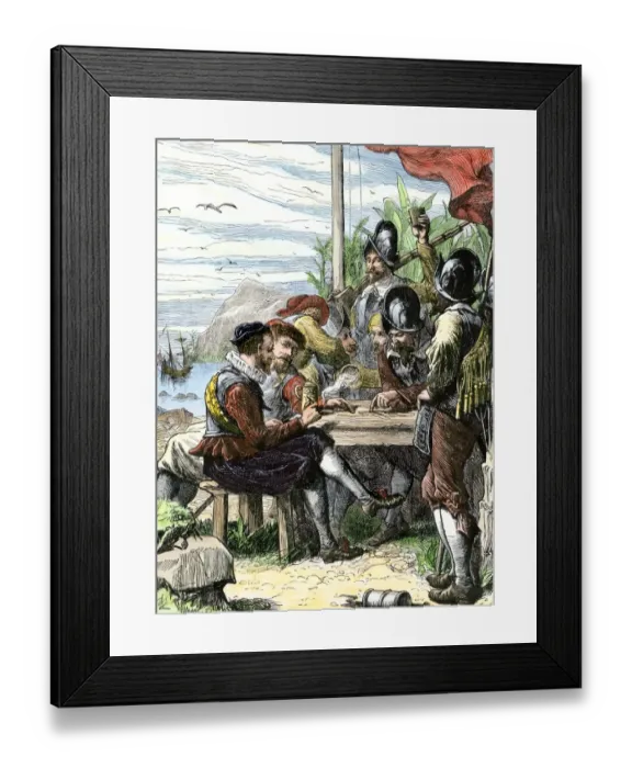 Framed Print : Walter Raleigh and his expedition at Trinidad Framed Print : Walter Raleigh and his expedition at Trinidad