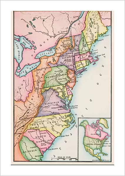 Thirteen original colonies in 1776
