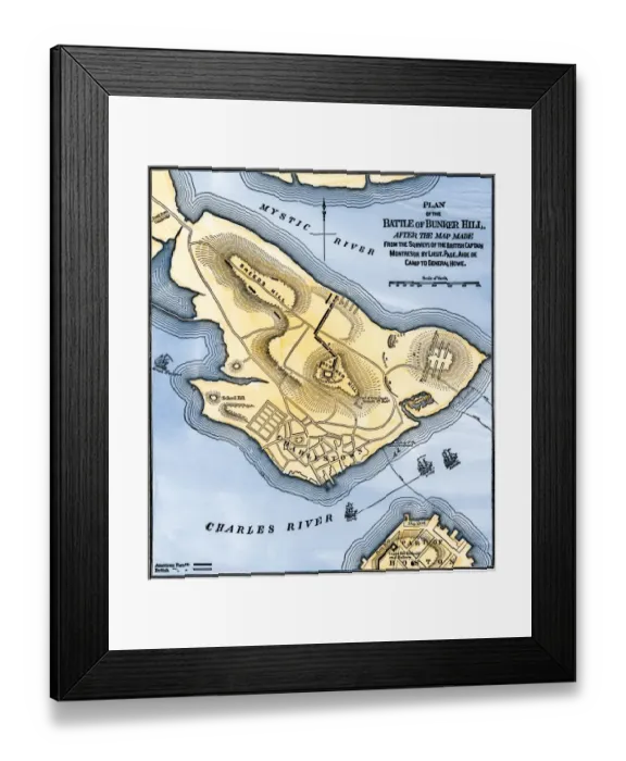 Framed Print : Map of the Battle of Bunker Hill Framed Print : Map of the Battle of Bunker Hill