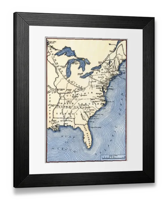 Framed Print : Map showing the thirteen colonies which joined together as the original Framed Print : Map showing the thirteen colonies which joined together as the original