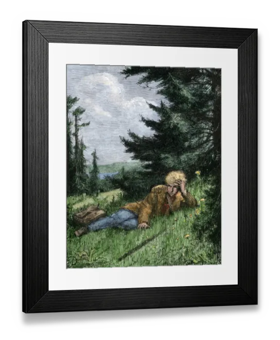 Framed Print : Traveler on a hillside Framed Print : Traveler on a hillside