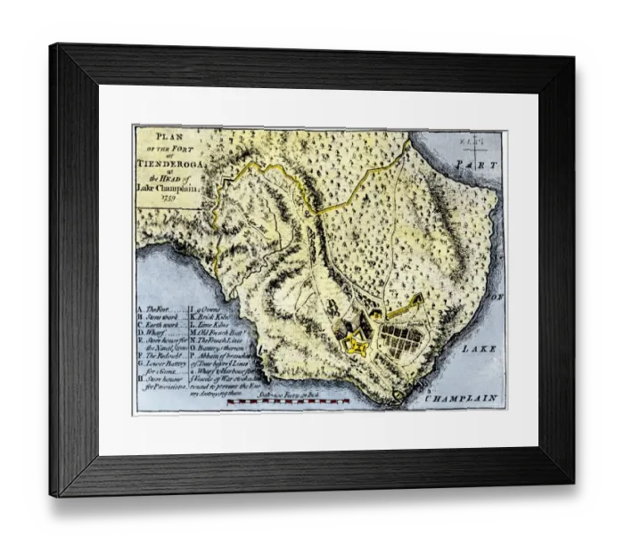 Framed Print : Map of Fort Ticonderoga in 1759 Framed Print : Map of Fort Ticonderoga in 1759