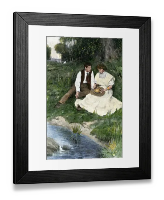 Framed Print : Rural courtship, early 1900s Framed Print : Rural courtship, early 1900s