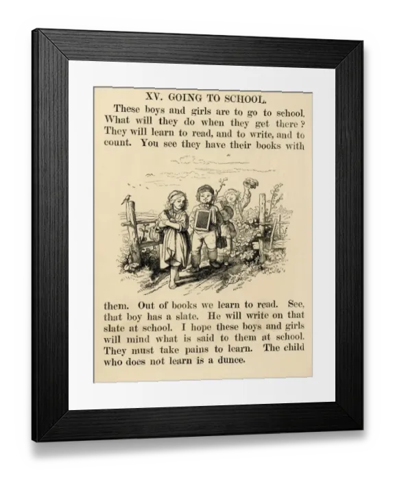 Framed Print : Schoolbook page, 1870s