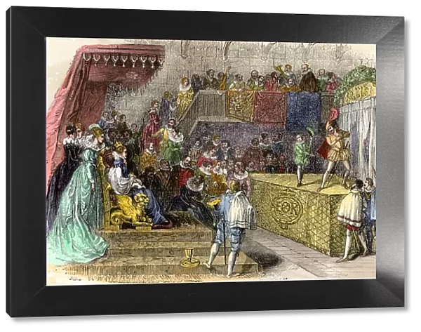 Queen Elizabeth enjoying a play by Shakespeare