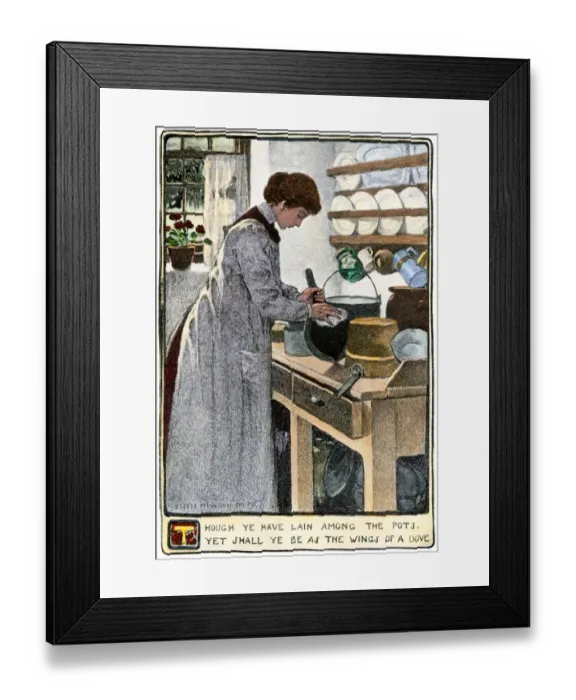 Framed Print : Kitchen chores, about 1900 Framed Print : Kitchen chores, about 1900