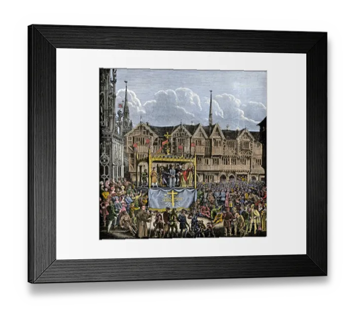 Framed Print : Mystery play performed in medieval Coventry, England Framed Print : Mystery play performed in medieval Coventry, England