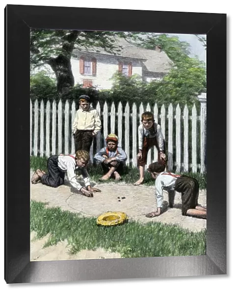 Boys playing marbles, 1800s