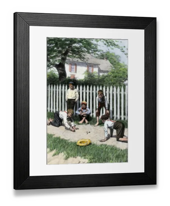 Framed Print : Boys playing marbles, 1800s Framed Print : Boys playing marbles, 1800s