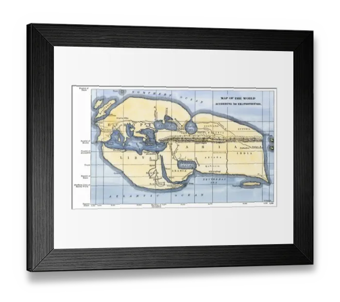 Framed Print : Map of the world according to ancient Greek geographer Eratosthenes Framed Print : Map of the world according to ancient Greek geographer Eratosthenes