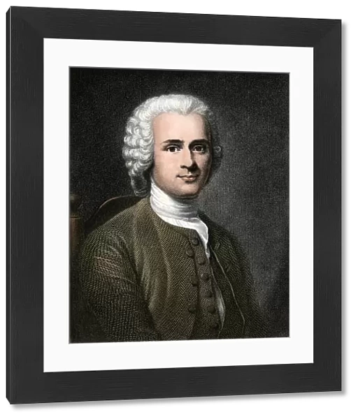 Rousseau. Jean-Jacques Rousseau.. Hand-colored engraving from portrait by Latour