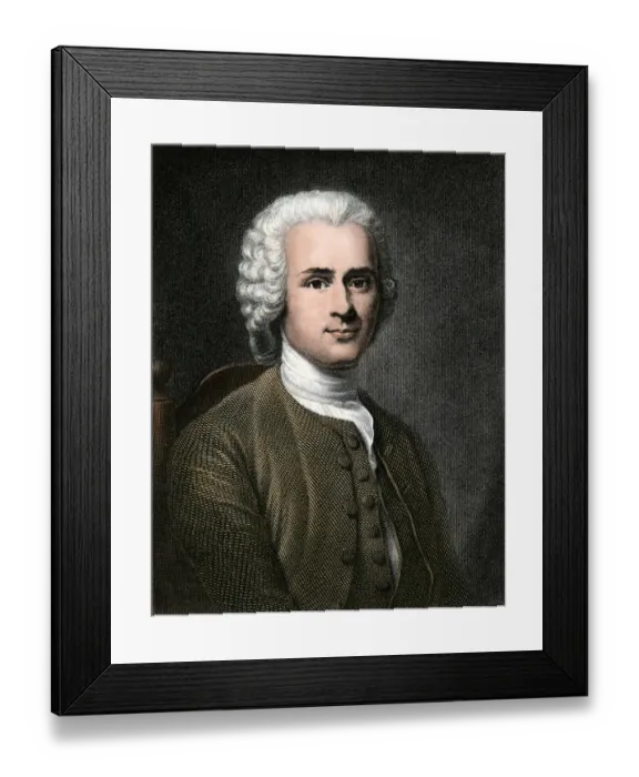 Framed Print : Rousseau. Jean-Jacques Rousseau.. Hand-colored engraving from portrait by Latour Framed Print : Rousseau. Jean-Jacques Rousseau.. Hand-colored engraving from portrait by Latour