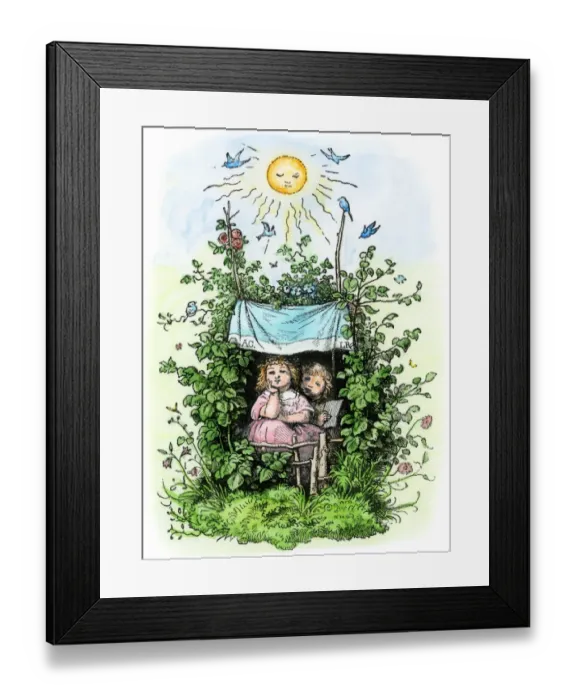 Framed Print : Girls playing outdoors Framed Print : Girls playing outdoors