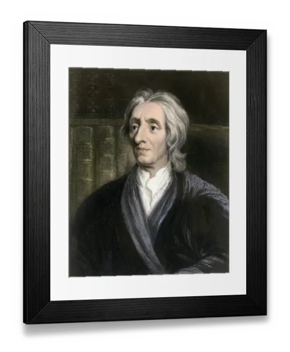 Framed Print : John Locke. Hand-colored engraving of a 17th-century portrait Framed Print : John Locke. Hand-colored engraving of a 17th-century portrait