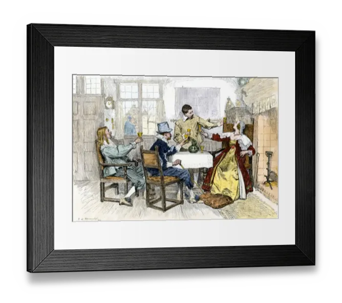 Framed Print : Holiday guests toasting the New Year in New Amsterdam Framed Print : Holiday guests toasting the New Year in New Amsterdam
