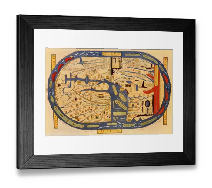 Framed Print : World map of the flat earth printed by Beatus Rhenanus Bildaus Rheinau early Framed Print : World map of the flat earth printed by Beatus Rhenanus Bildaus Rheinau early