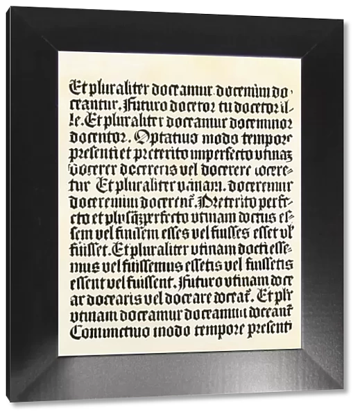 Latin grammar page from Gutenbergs press