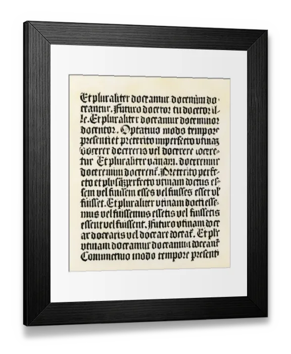 Framed Print : Latin grammar page from Gutenbergs press Framed Print : Latin grammar page from Gutenbergs press