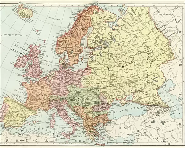 Map of Europe, 1870s