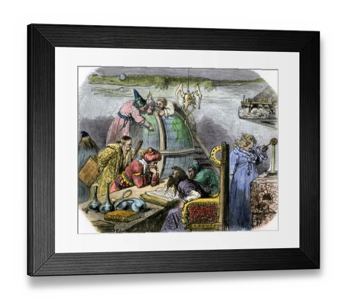 Framed Print : Sinbad studying with scholars in India